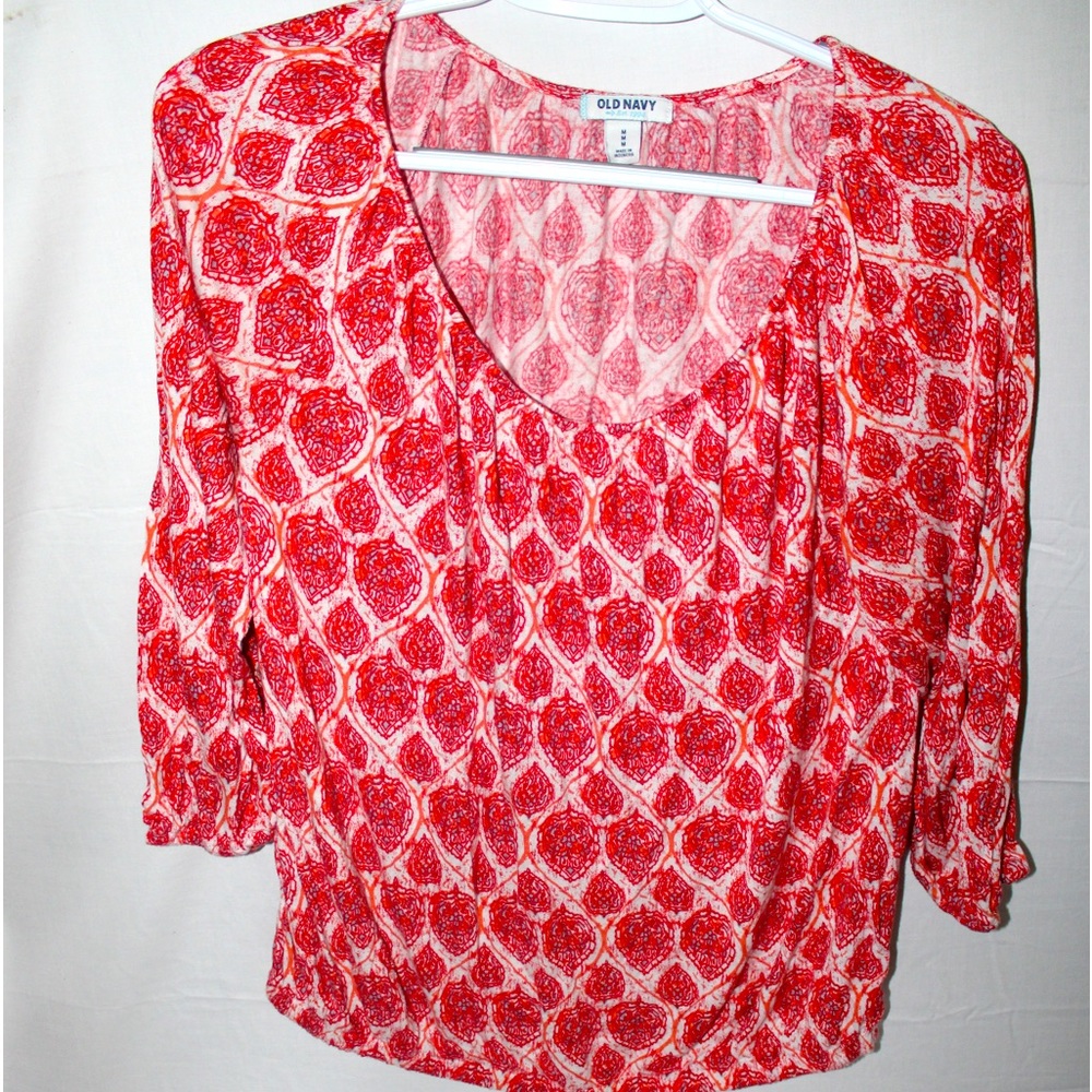 Women’s Old Navy 3/4 Sleeve Top Red Size Medium Elastic Waist